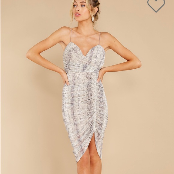 NWT Small Snake print mini grey cream dress - Stretch sweetheart - Picture 1 of 11